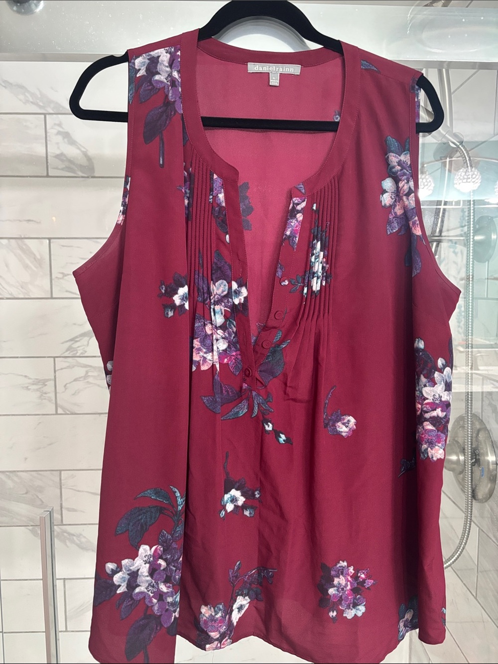 Daniel Rainn Maternity Wine Red Floral Sleeveless Blouse - Stitch Fix